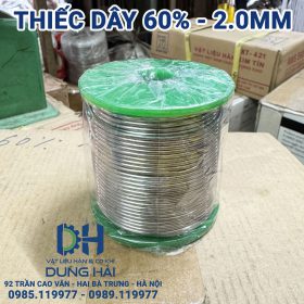 Thiếc dây cuộn 60% kích thước 2.0mm chính hãng cuộn trọng lượng 1kg và chiết lẻ gói 100gr giá sỉ cho thợ cơ khí tại tổng kho vật liệu hàn Dung Hải Chợ Trời Hà Nội.