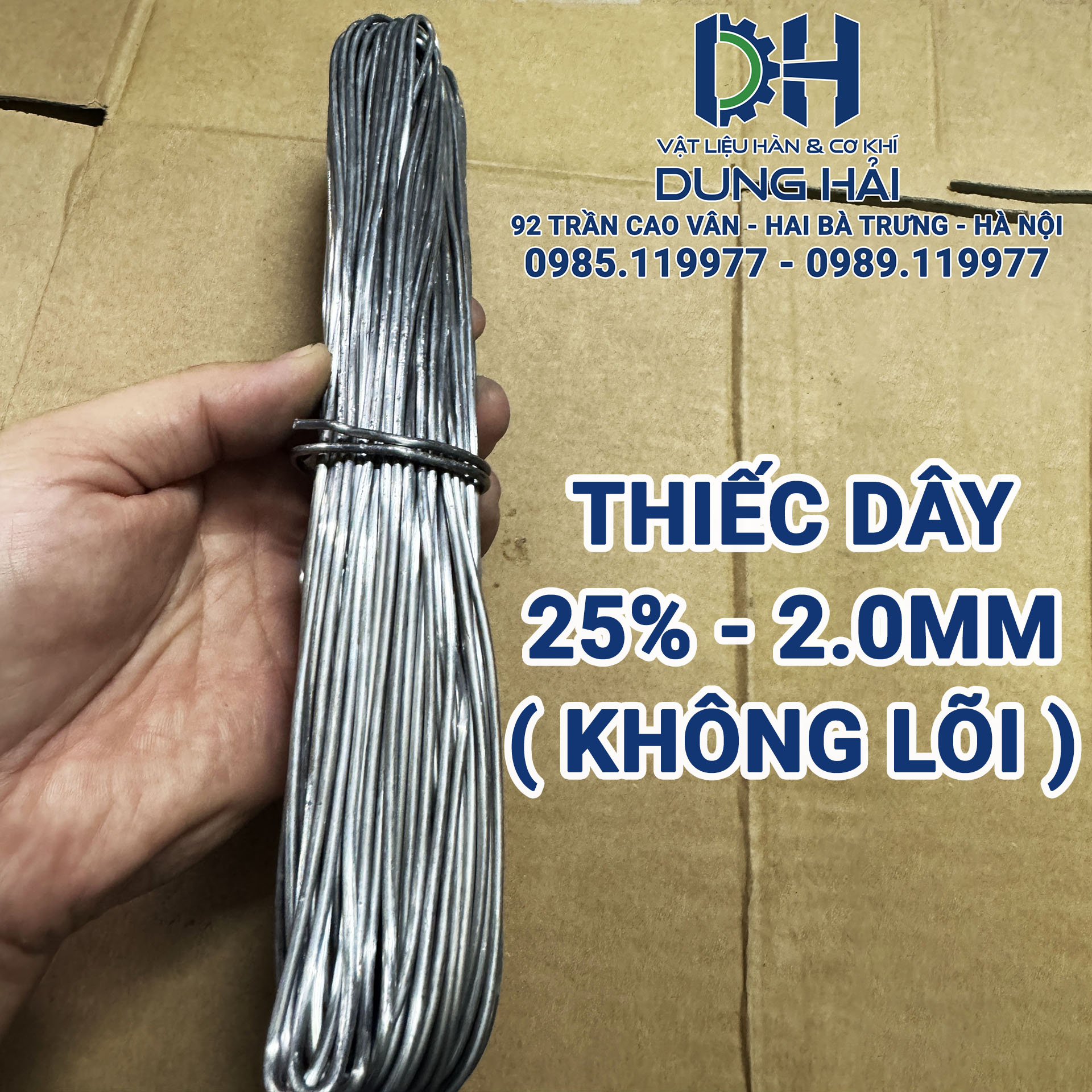 Thiếc dây hợp kim chứa 25% thiếc đường kính sợi 2.0mm không lõi thuốc trợ hàn sợi đặc thuần túy chuyên dùng cho thợ gò máng xối tôn nghệ thuật đồ đồng thủ công tính theo kilôgam giá sỉ tại Vật liệu hàn Dung Hải Chợ Trời.