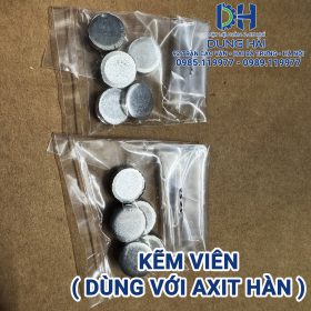 Kẽm viên nguyên chất dạng hạt cục nhỏ chuyên dụng thả vào axit clohydric HCl để pha chế dung dịch nước muối kẽm trợ hàn gò máng xối tôn vá két nước đồng giá sỉ tại Cửa hàng vật liệu hàn Dung Hải Chợ Trời.