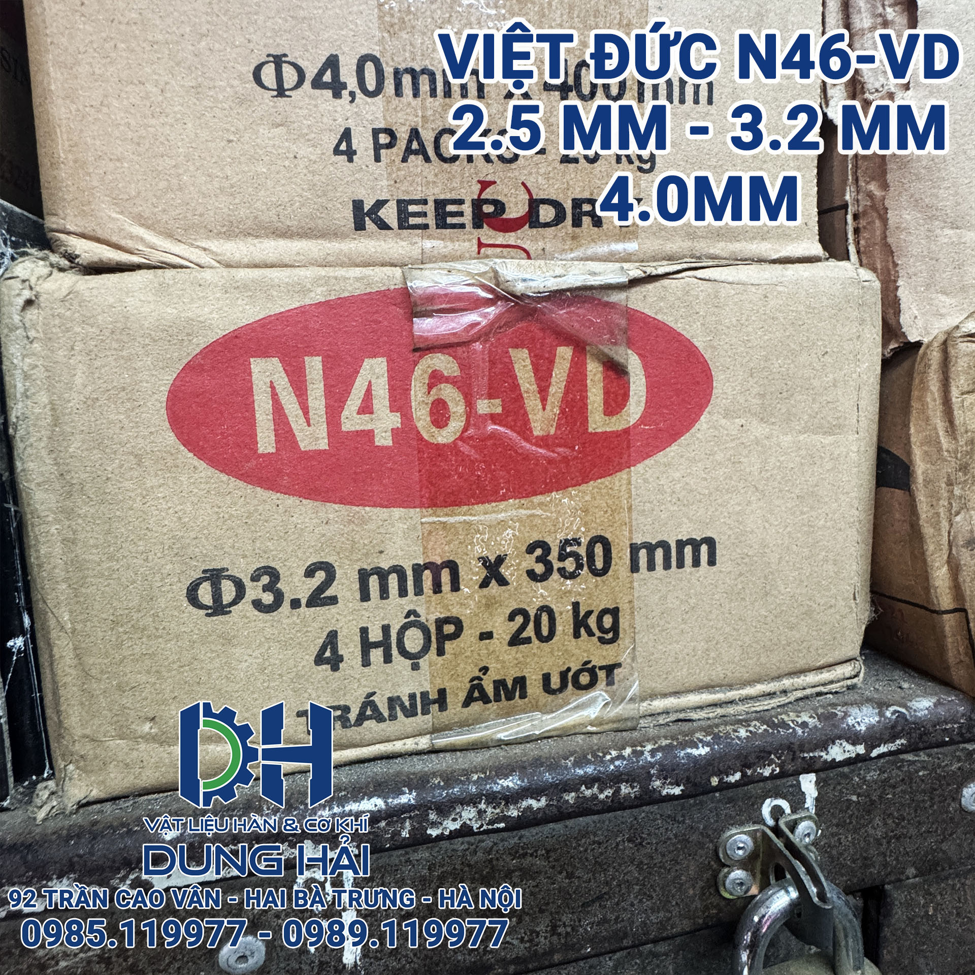 Que hàn điện Việt Đức mã N46 phân khúc chất lượng cao tiêu chuẩn AWS E6013 giới hạn bền kéo 46kgf/mm2 kích cỡ 3.2ly và 4ly đóng gói bó 5kg chuyên dụng cho kỹ thuật đóng tàu và kết cấu thép chịu lực bán sỉ lẻ tại Cửa hàng vật liệu hàn Dung Hải Chợ Trời Hà Nội.