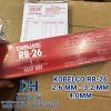 Que hàn điện Kobelco Nhật Bản mã RB-26 tiêu chuẩn quốc tế AWS E6013 đầy đủ kích thước sợi 2.6ly bó 2kg sợi 3.2ly và 4ly bó 5kg chuyên dụng hàn gá kết cấu sắt mỏng và đường ống thẩm mỹ bán sỉ lẻ tại Cửa hàng vật liệu hàn Dung Hải Chợ Trời Hà Nội.