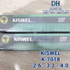 Que hàn Kiswel K-7018 mác tiêu chuẩn E7018 hàng Hàn Quốc chính hãng đầy đủ cỡ sợi 2.6ly bó 2kg sợi 3.2ly và 4ly bó 5kg thuốc bọc bột sắt chuyên hàn đắp kết cấu thép dày chịu tải cao bán tại Cửa hàng vật liệu hàn Dung Hải Chợ Trời.