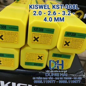 Que hàn inox Kiswel KST-308L mác tiêu chuẩn AWS E308L-16 sản xuất tại nhà máy Malaysia đóng gói bó 2kg có đủ các cỡ sợi 2ly 2.6ly 3.2ly và 4ly chuyên hàn inox 304 đồ dùng nhà bếp lan can bàn ghế sáng bóng không rỉ bán tại Cửa hàng vật liệu hàn Dung Hải Chợ Trời.