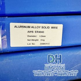Que bù TIG nhôm Silicon mã ER4043 tiêu chuẩn AWS A5.10 nhập khẩu đóng gói bó 5kg hộp thùng 10kg gồm các cỡ sợi 1.6ly 2.0ly 2.4ly và 3.2ly chuyên hàn bồn chứa nội thất khung nhôm định hình hệ 6xxx bán tại Cửa hàng vật liệu hàn Dung Hải Chợ Trời.