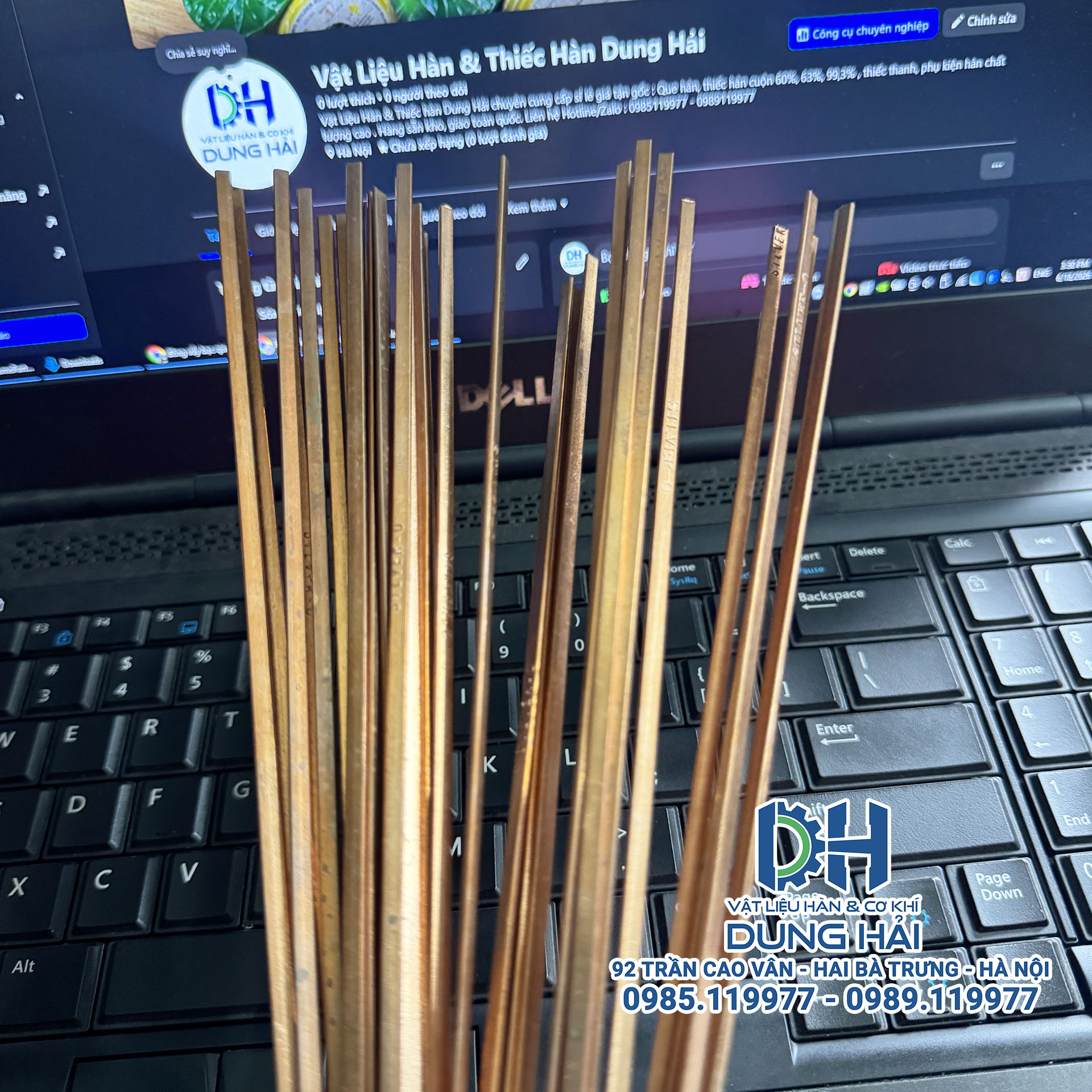 Que hàn đồng vẩy bạc thương hiệu Qixing Trung Quốc thành phần đồng pha phốt pho và bạc dẹt chuyên dùng hàn ống đồng điều hòa tủ lạnh hệ thống giàn điện lạnh bán tại Cửa hàng vật liệu hàn Dung Hải Chợ Trời Hà Nội.